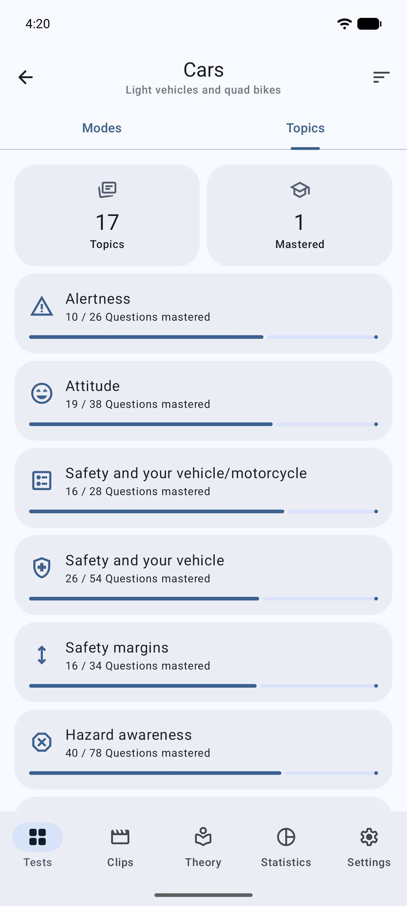 App screen: home dashboard