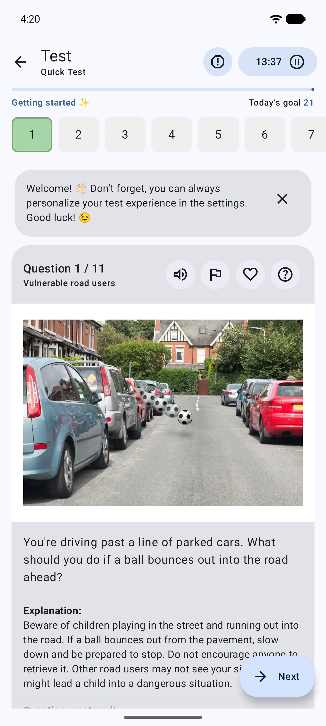 App screen: home dashboard
